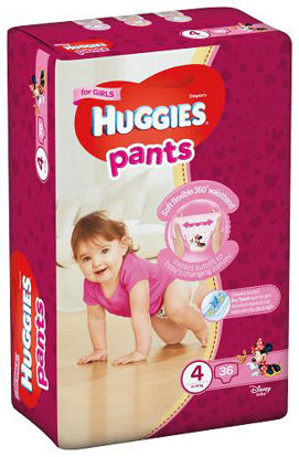 Світлина Підгузники-трусики дитячі гігієнічні Huggies (хаггіс) Girl (для дівчаток) розмір 4 (вага 9-14 кг) 36 шт.